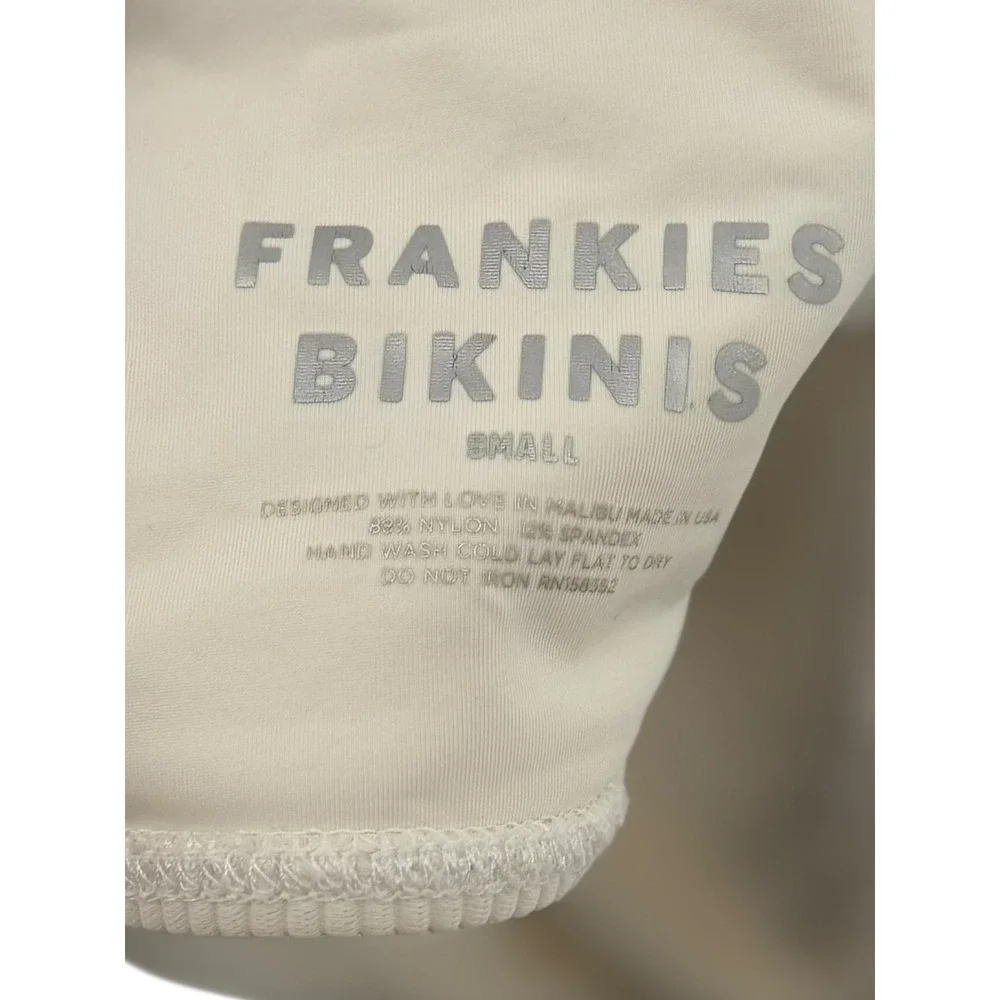 Frankies Bikinis Connor Bikini Top White Small Ribbed Scoop Swim Beach Vacation - Picture 4 of 4